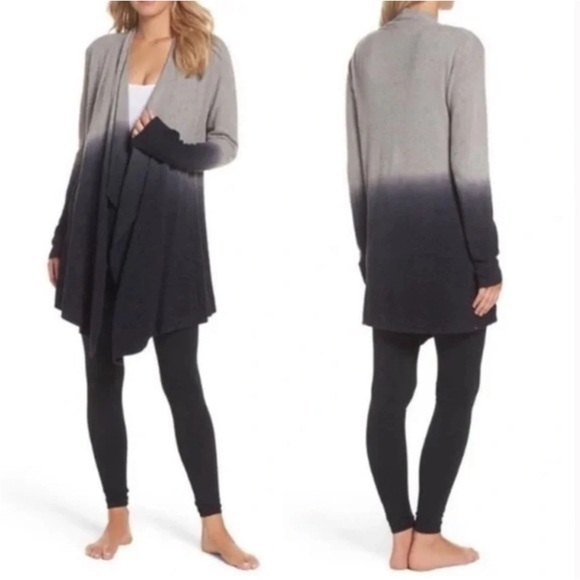Barefoot Dreams Sweaters - Barefoot Dreams 2X Cozy Cardigan Wrap Cozy Chic Lite Sweater Gray Black Ombré